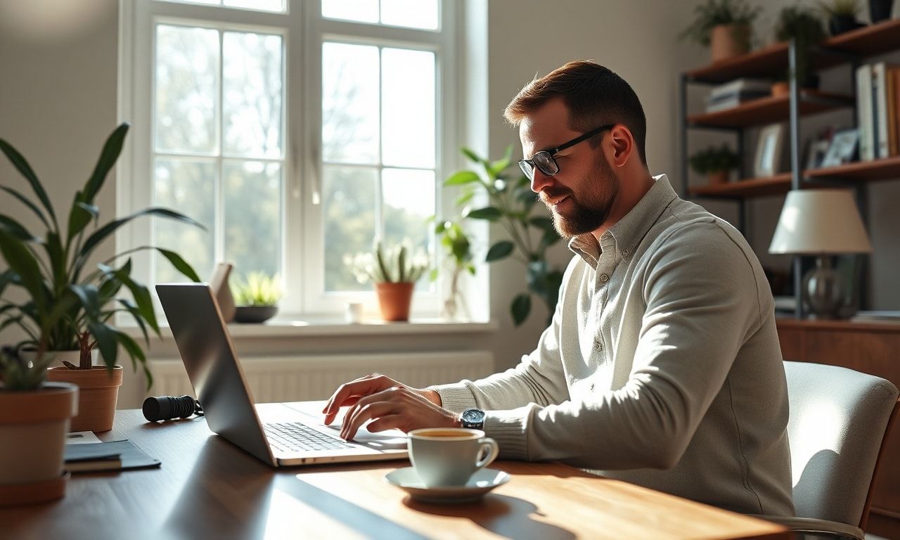 セミリタイアをして自宅で自分らしく働く男性のイメージ