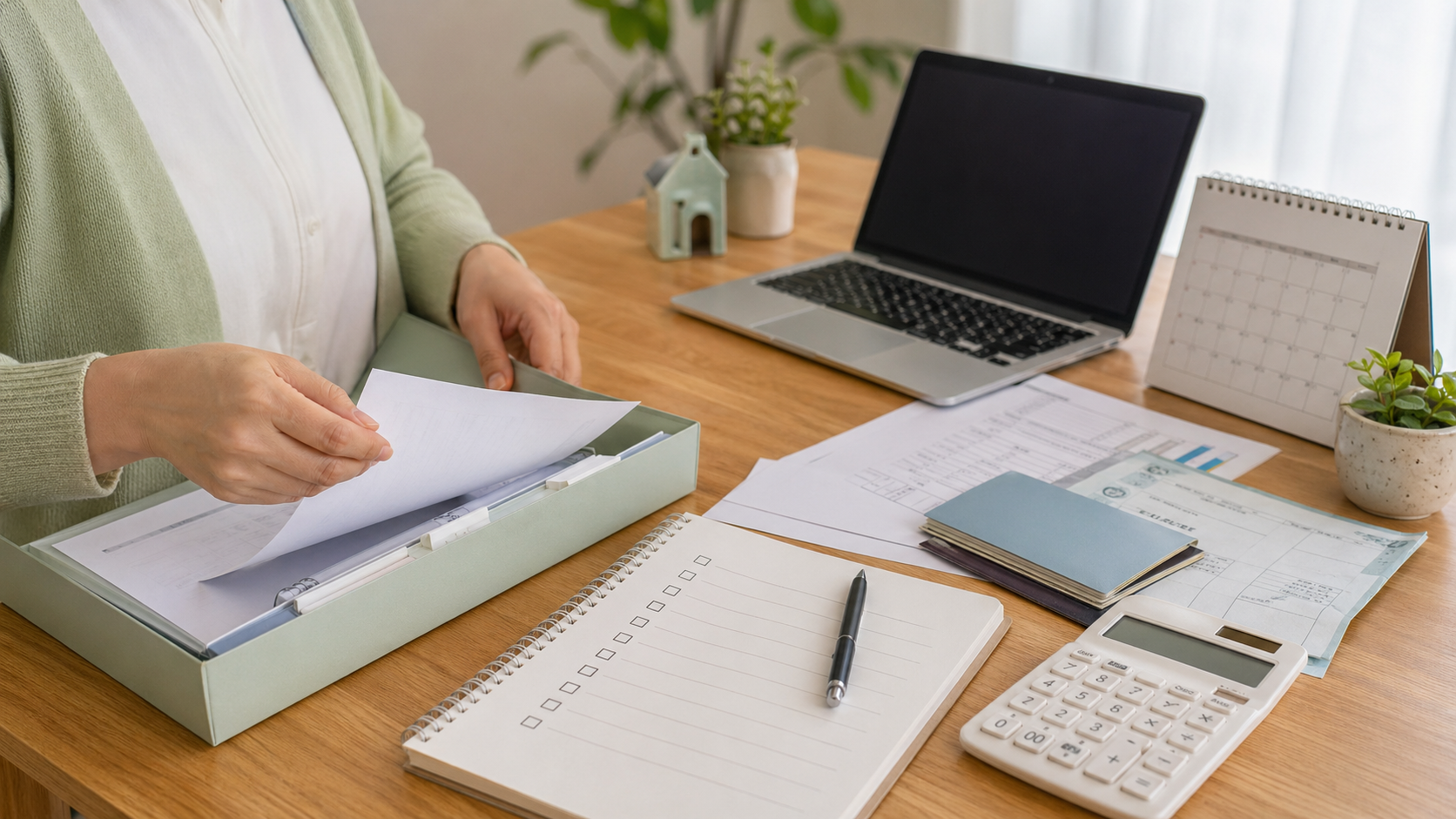 国民健康保険の減免や手続きの準備をする人