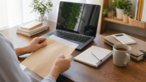 セミリタイアと失業保険の手続きを整理するデスク