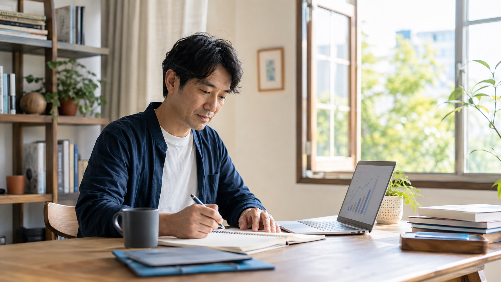 リベ大の考え方を参考にセミリタイア計画を立てる男性