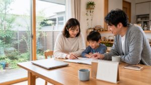子育て中のセミリタイアを考える家族のイメージ
