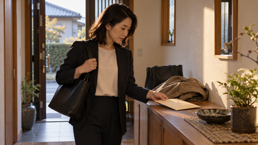 生活の変化に合わせて書類を見直す玄関の棚