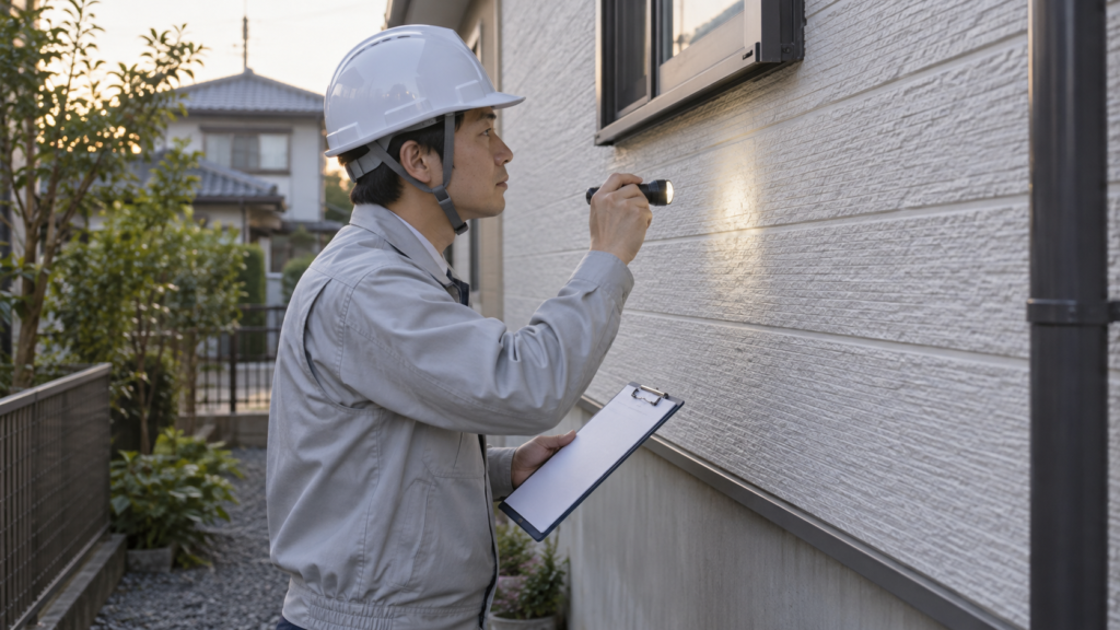 住宅の外壁を安全に点検する専門家