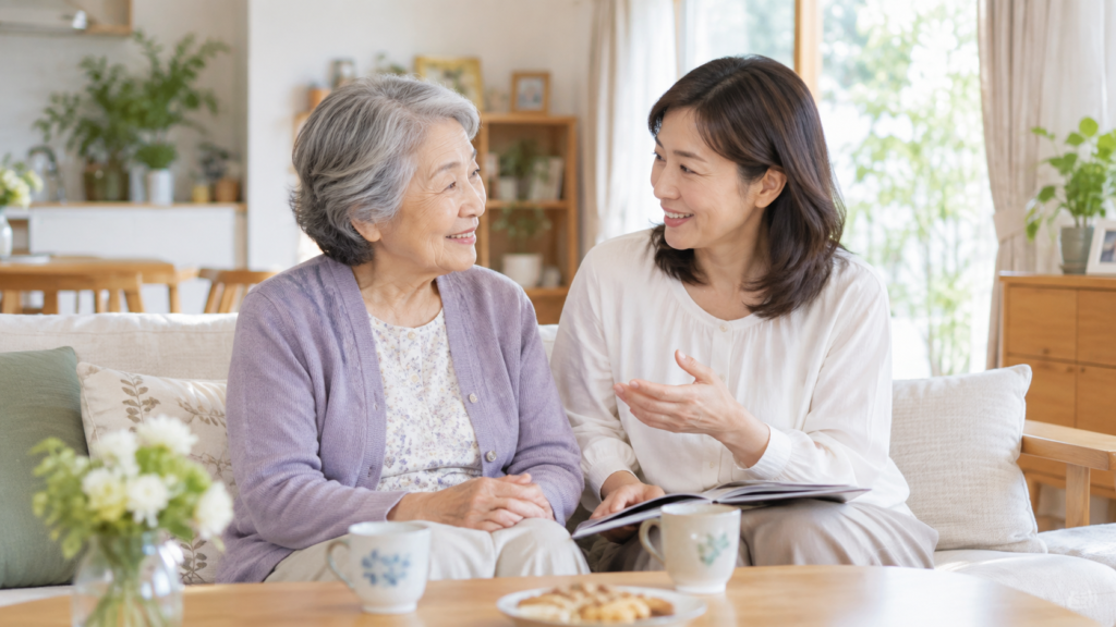 親の希望を話す家族のイメージ