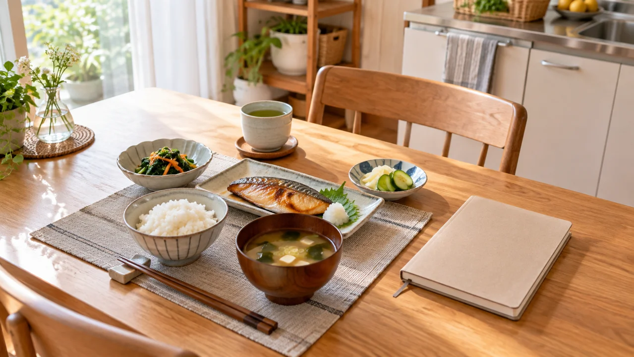 在宅の昼食を準備する小さなキッチンと食卓