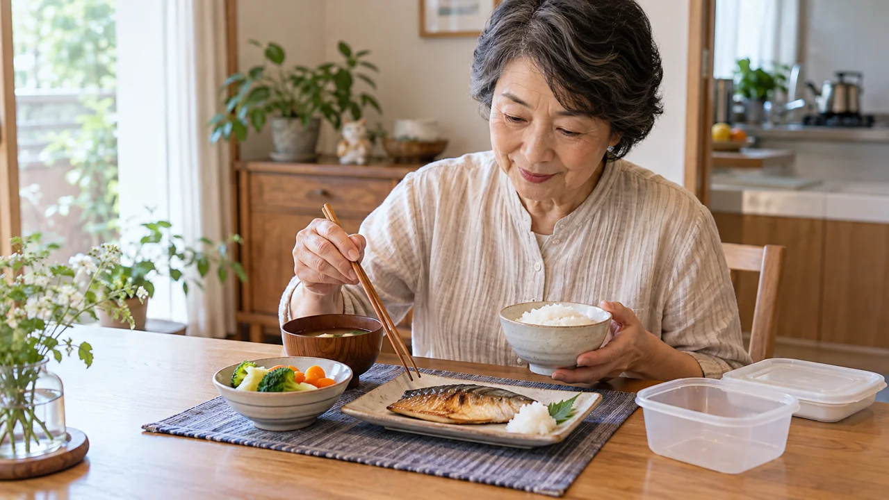 パックご飯と購入した魚のおかずと温野菜で整えた手軽な食事