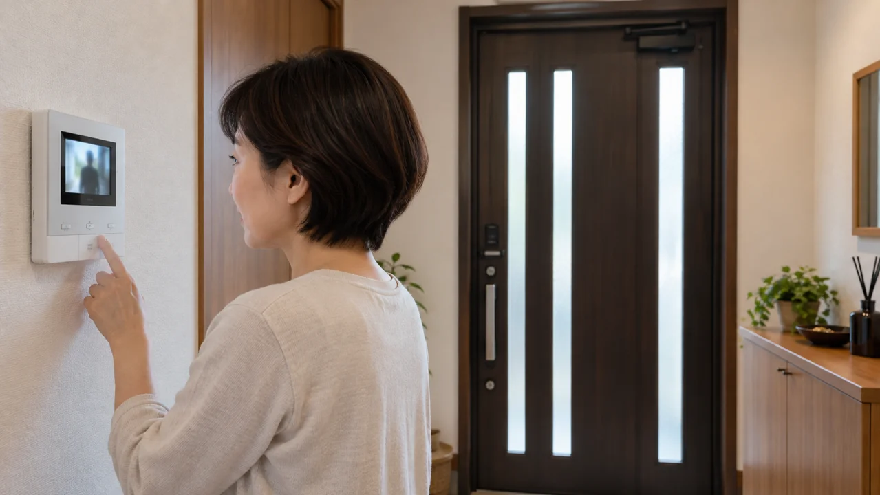 玄関を開けずにインターホンで来訪者を確認する人