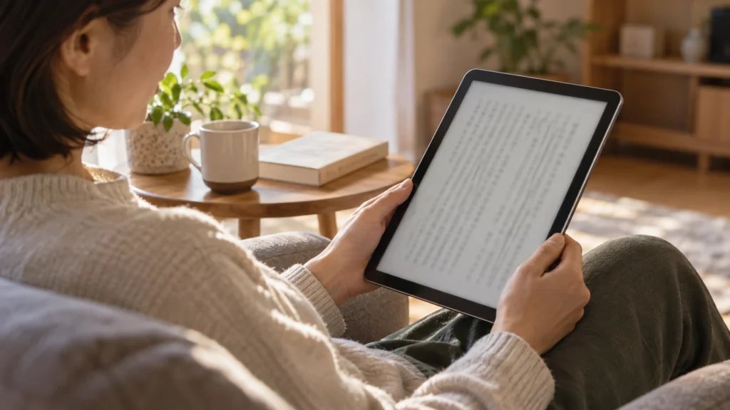 タブレットで電子資料を読む人のイメージ