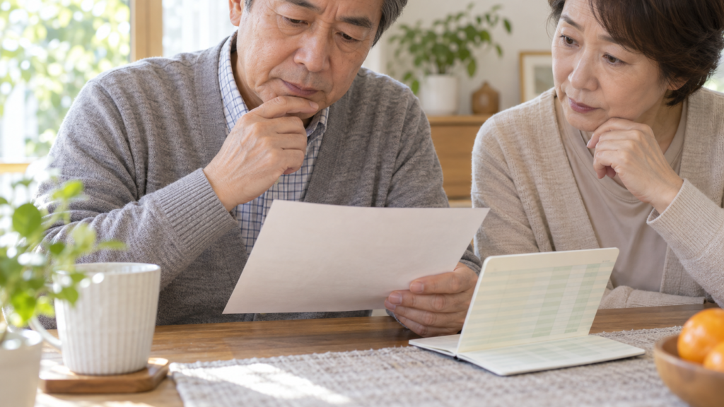 年金の通知と通帳の引落し内容を確認する手元