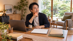 退職前の日程と書類を自宅で整理するセミリタイア準備のイメージ