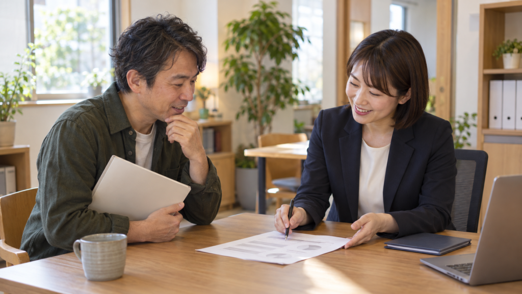 仕事の契約と家計メモを用意して加入資格を相談する人